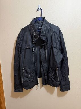 Apt. 9 Men's Black Bomber Jacket with Zip and Snap Pockets